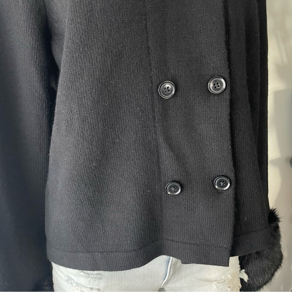 Banana Republic Merino Wool Cashmere Double Breasted Faux Fur Cuff Knit Sweater - Picture 6 of 8